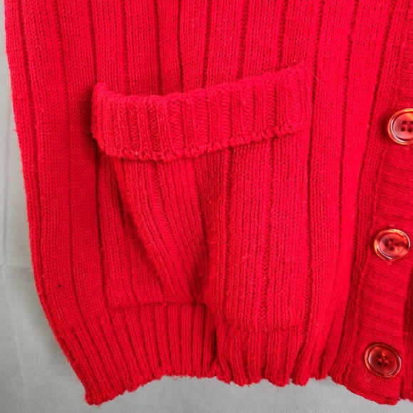 Vintage Sweater Vest Dotty Mann of Cleveland Red Button Up Knit Orlon Acrylic - Picture 6 of 12